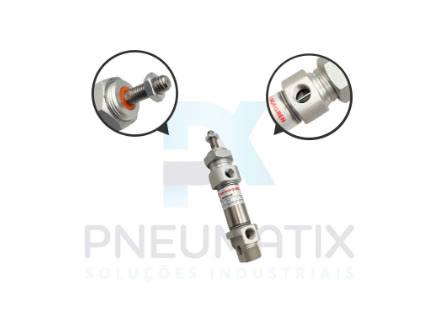 Cilindro Mini ISO Magnético Amortecedor Fixo Diam. 20mm
